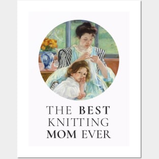 THE BEST KNITTING MOM EVER FINE ART VINTAGE STYLE CHILD AND MOTHER OLD TIMES. Posters and Art
